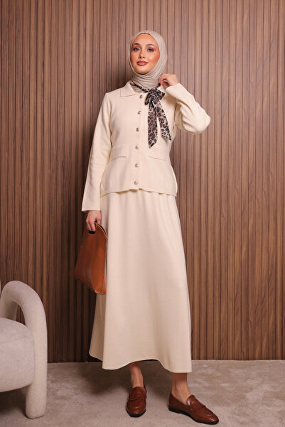 Balenbi Γυναικείο Σετ Πλεκτό Πόλο Καμπάνα με Φούστα Τζαμάτζικο Πλεκτό Σετ 1151