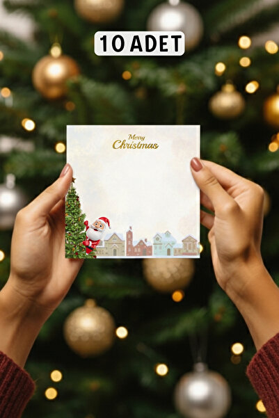Metranya Yılbaşı Not Kartı, 10 Adet Tebrik Teşekkür Dilek Paketleme Kartı Mutlu Yıllar Hediyesi Yeni Yıl Süsü