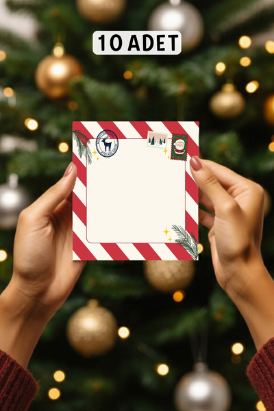 Metranya Yılbaşı Not Kartı, 10 Adet, Yılbaşı Hediyesi Yeniyıl Süsü Tebrik Teş...