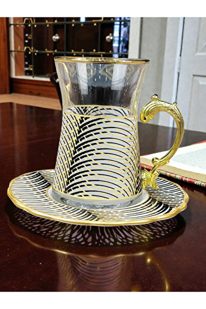 AR HOME Turkish style Tea set (6 pieces glass with six porcelain saucers