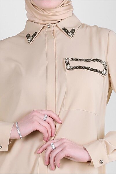 Alvina STONE PRINTED HIDDEN BUTTON LONG TUNIC 43548