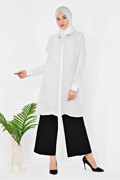 Alvina Collar Brochet Tunic with Volan Detail 4939