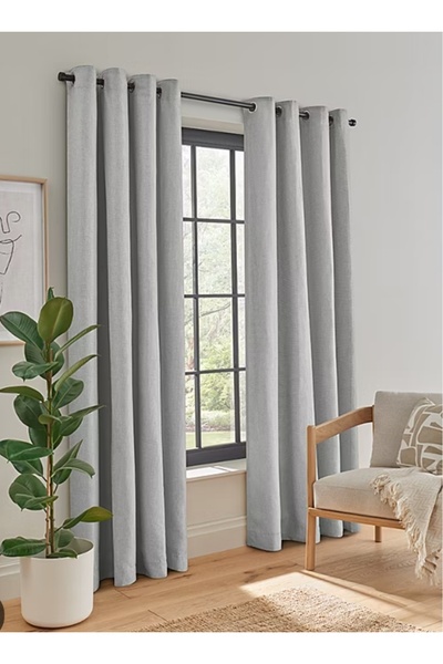 Evcimenhome Thermal Lined Linen Rustic Curtain with Eyelet Metal Rings 170Cmx225Cm Satingri