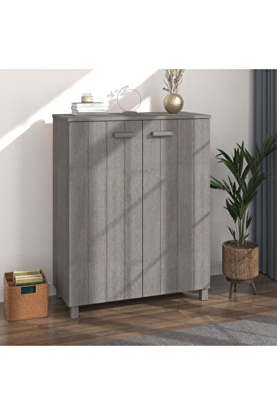 vidaxl خزانة أحذية هامار رمادي فاتح 85x40x108 سم من خشب الصنوبر الصلب