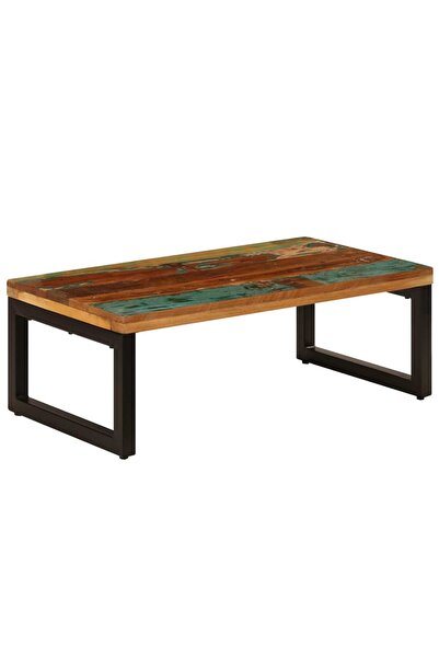 vidaxl طاولة قهوة ١٠٠×٥٠×٣٥ سم مصنوعة من الخشب الصلب المعاد تدويره والفولاذ