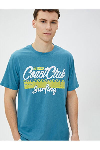 Koton Tricou Bumbac Imprimeu mânecă scurtă Decolteu guler rotund slim fit