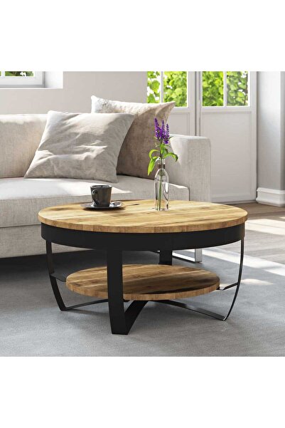 vidaxl طاولة قهوة من خشب المانجو الخام الصلب 65×32 سم