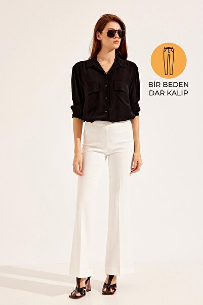 Setre Pantaloni largi cu croiala slim ecru