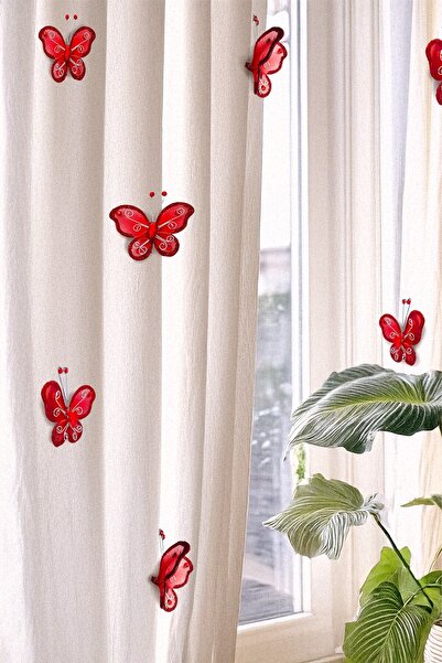 Artikel Taşlı Kelebek 6 Adet Perde Süsü, Broş Aksesuar, Hediye Paketi Süsleme Aksesuarı