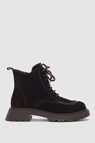 selin shoes Γυναικείες μπότες Nivora από γνήσιο δέρμα με κορδόνια και φερμουάρ στο πλάι - ΚΑΦΕ ΣΟΥΕΤ