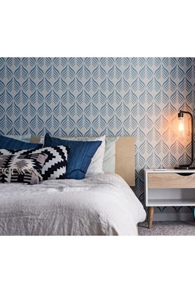 Artikel Çizgi Desen -2 Stencil Boyama Şablonu 50x70 cm, Duvar Stencil, Fayans...