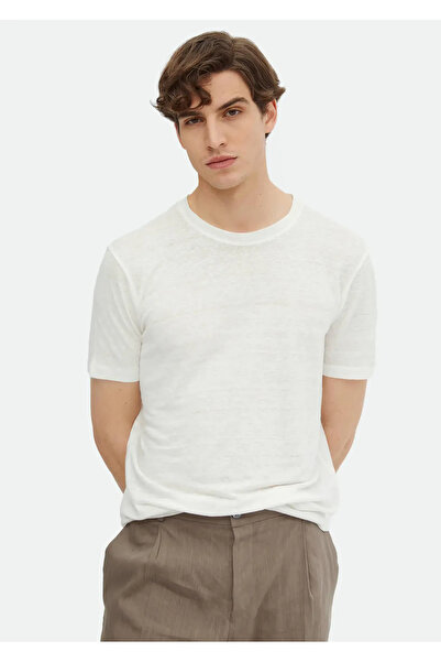 Ramsey T-Shirt 100% λινό εκρού - Απλό λαιμόκοψη