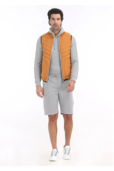 Ramsey Orange Regular Fit Stand Collar Casual Woven Sports Vest