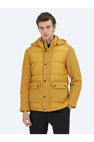 Kip Yellow Regular Fit Hooded Casual Woven Coat