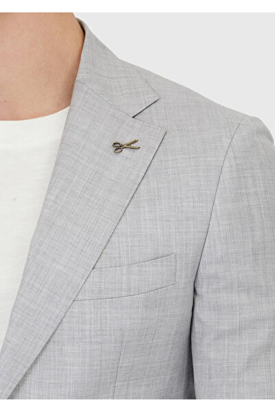 Ramsey Light Gray Plain Zeroweight Slim Fit 100% Wool Coat