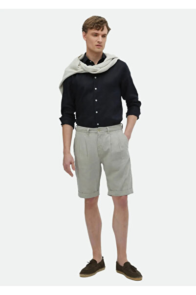 Ramsey Beige Casual Bermuda - 100% Cotton, Plain Woven Carrot Fit