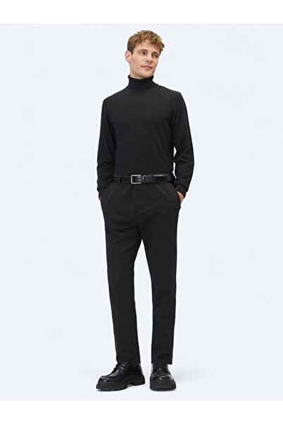 Kip Μαύρο υφαντό παντελόνι με χαλαρή εφαρμογή, casual βαμβακερό παντελόνι