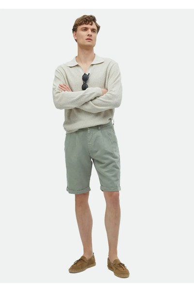 Ramsey Light Green Carrot Fit Bermuda - Casual 100% Cotton