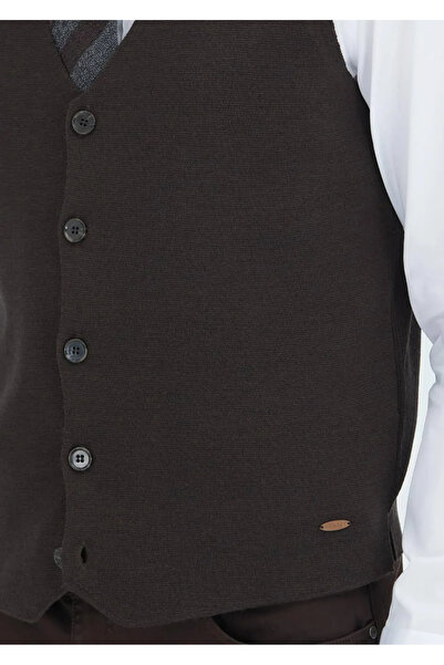 Ramsey Brown Regular Fit V-Neck Casual Knitted Sweater Vest