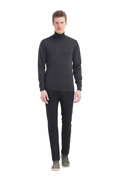 Ramsey Антрацит, повний рибальський комір, прямий плетіння, 100% вовняний трикотажний светр