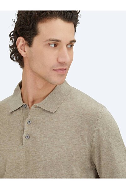 Kip Бежевий светр з поло-комірцем, прямий в'язка