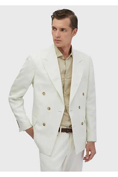 Ramsey Ecru Zeroweight Slim Fit Linen Blend Jacket