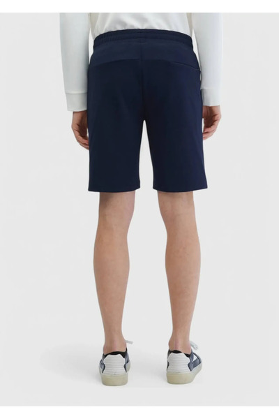 Ramsey Navy Blue Plain Knitted Jogging Fit Sports Bermuda