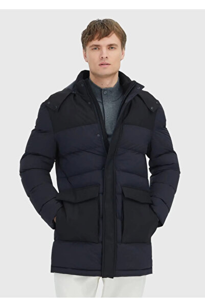 Ramsey Black Regular Fit Hooded Classic Woven Coat