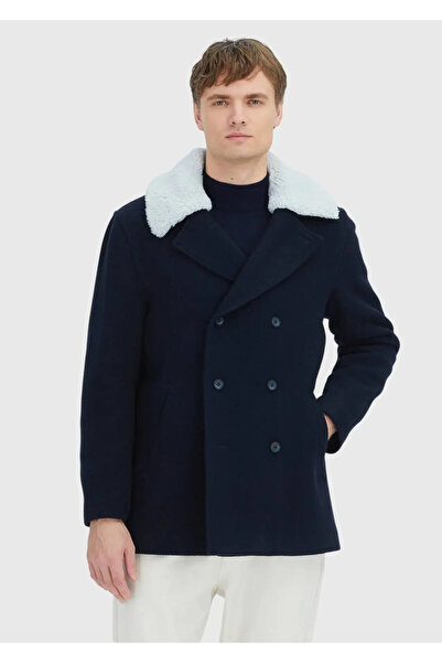 Ramsey Navy Blue Regular Fit Casual Woven Coat