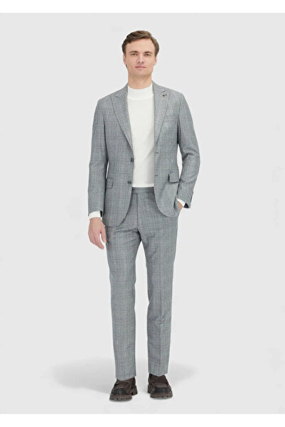 Ramsey Gray Checked Zeroweight Slim Fit Wool Blend Suit