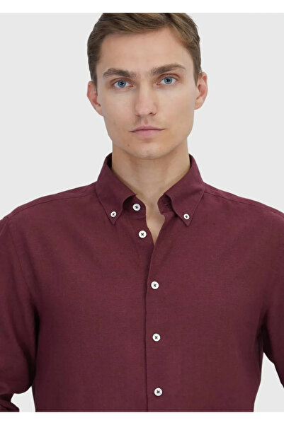 Ramsey Pomegranate Flower Straight Casual Fit Woven Casual Cotton Blend Shirt