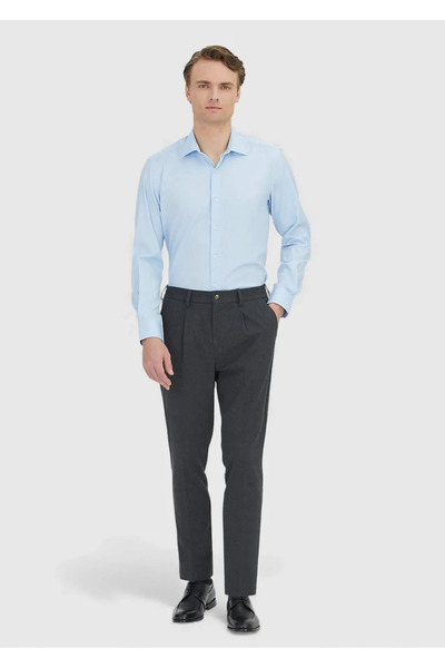 Ramsey Blue Regular Fit Woven Classic 100% Cotton Shirt