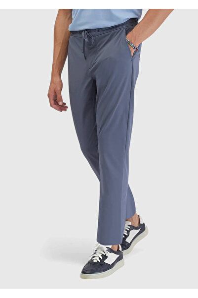 Ramsey Μπλε ίσιο υφαντό παντελόνι Jogging Fit Casual