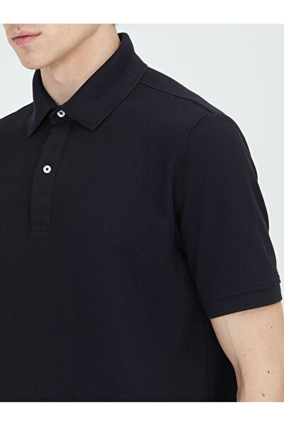 Kip Μαύρο μπλουζάκι με γιακά πόλο από βαμβακερό μείγμα