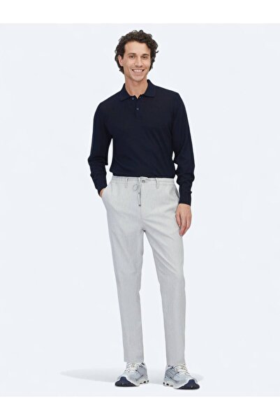 Kip Gri Düz Dokuma Jogging Fit Casual Pantolon