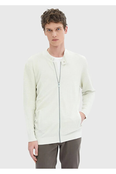 Ramsey Crew Neck Stone Colored Plain Knit Cardigan