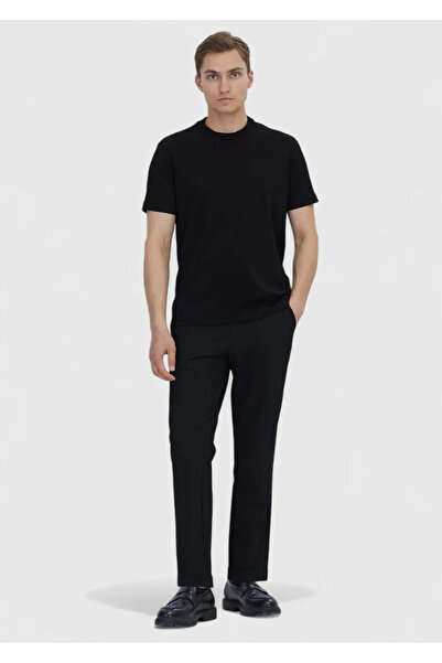 Ramsey Μαύρο μπλουζάκι Jacquard Crew Neck 100% βαμβάκι