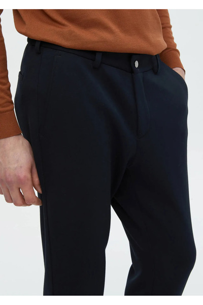 Ramsey Lacivert Düz Örme Jogging Fit Casual Pantolon