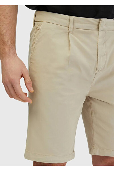 Ramsey Beige Plain Woven Regular Fit Casual Cotton Blended Bermuda