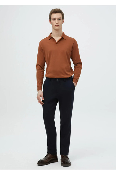 Ramsey Lacivert Düz Örme Jogging Fit Casual Pantolon