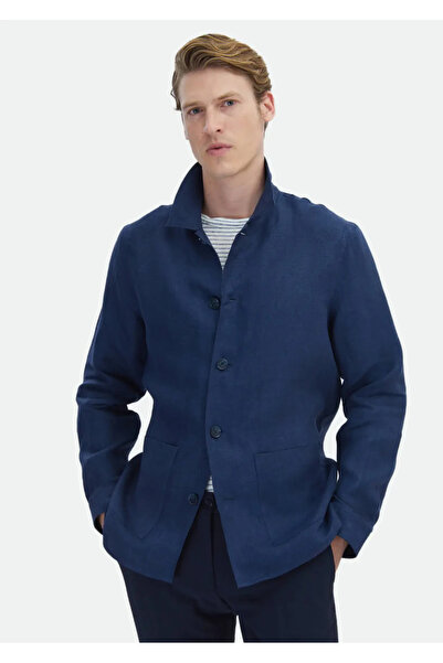 Ramsey Сорочка-накидка Lacivert Regular Fit Dokuma Keten