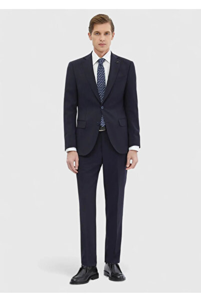 Ramsey Navy Blue Plain Modern Fit 100% Wool Suit