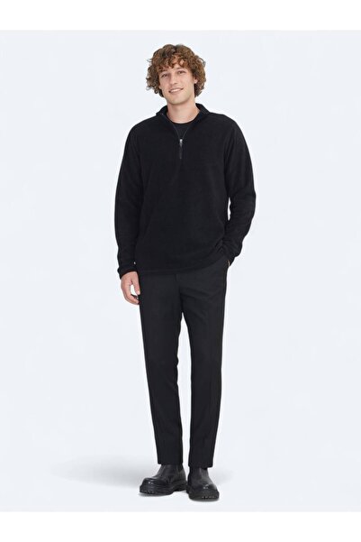 Kip Μαύρο φούτερ ψηλός λαιμός απλό φλις