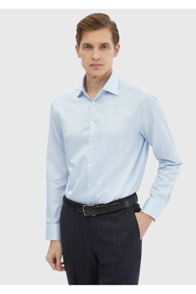 Ramsey Синя сорочка з класичним кроєм та візерунком, 100% бавовна