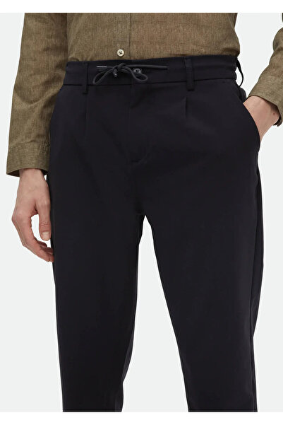 Ramsey Navy Blue Casual Jogging Παντελόνι - Απλό Ύφανση