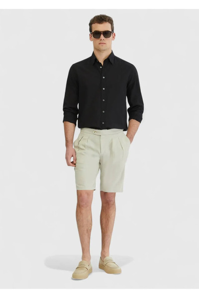 Ramsey Μαύρο ίσιο πουκάμισο Casual Fit Woven Casual 100% βαμβάκι