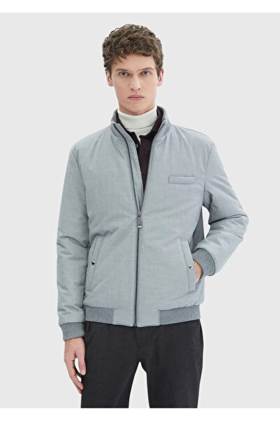 Ramsey Gray Regular Fit Stand Collar Casual Woven Coat