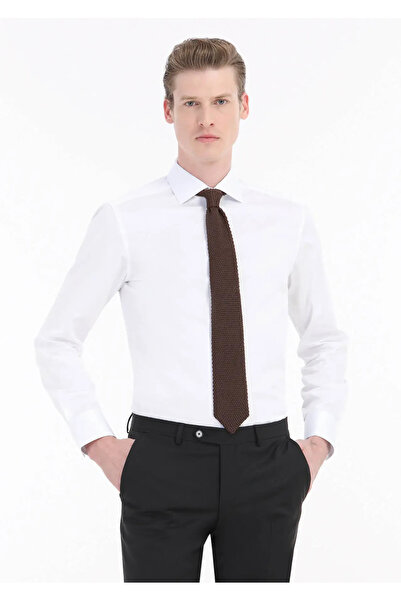 Ramsey White Plain Slim Fit Woven Classic 100% Cotton Shirt