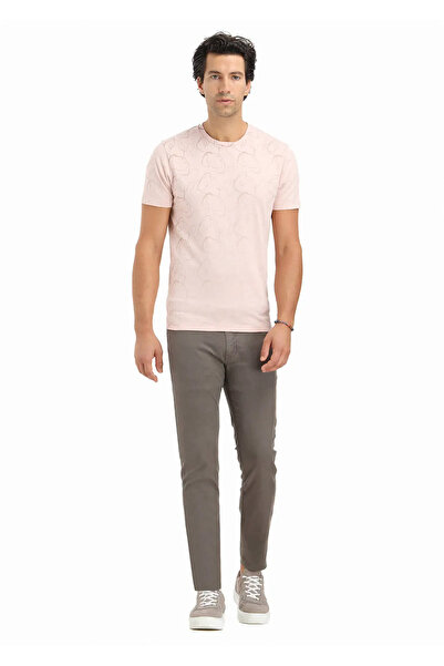 Ramsey Μπλουζάκι με ροζ εμπριμέ λαιμόκοψη 100% βαμβάκι