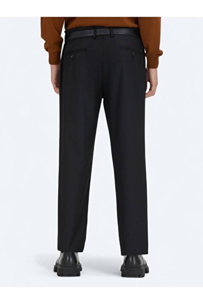 Kip Μαύρο ίσιο υφαντό καθημερινό παντελόνι κανονικής εφαρμογής